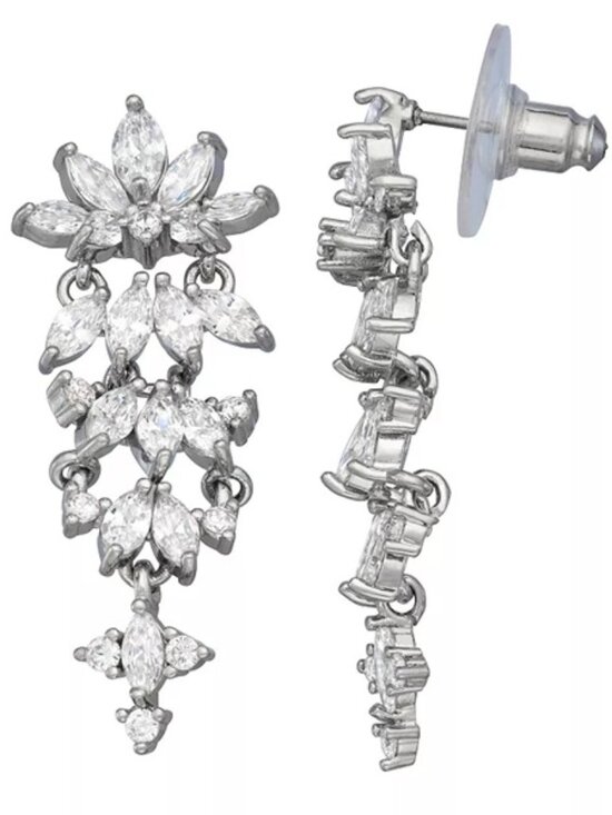 Vera Wang Jewelry - VERA WANG Vintage Silver Clear CZ Stone Linear Earrings**NEW!